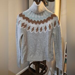 J. Crew turtle neck alpaca wool blend fair isle sweater. Small. Like new